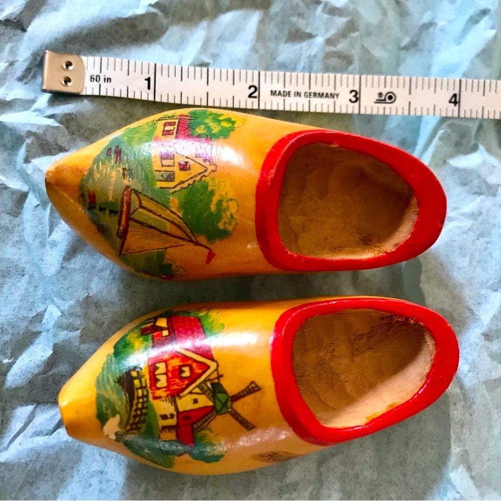 Vintage Miniature Wooden Souvenir Clogs Holland. Hand carved